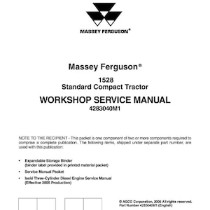 Massey ferguson 1528 Standard with mechanical transmission Compact tractor Service Manual PDF | Workshop Repair | Instant Download image 2