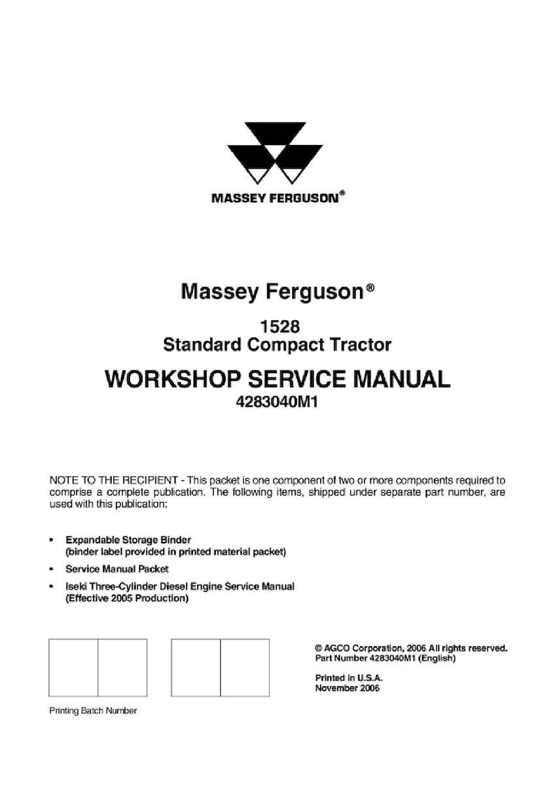 Massey ferguson 1528 Standard with mechanical transmission Compact tractor Service Manual PDF | Workshop Repair | Instant Download image 2