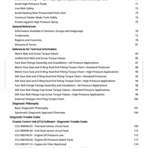 May include: A page from a manual with a table of contents. The text includes topics like "Diagnostic Trouble Codes" and "Engine Coolant Temperature". The page number is 3.