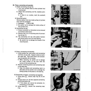 May include: A page from a manual detailing the disassembly and assembly of a piston and connecting rod assembly. The black and white images show the steps, with text instructions and diagrams. The manual is labeled "94 SERIES".