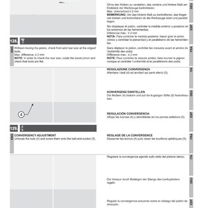 May include: A page from a manual with instructions for assembly, disassembly, and convergence adjustment. Text in multiple languages, including English, German, and Spanish, details steps and measurements. The DANA logo is visible.