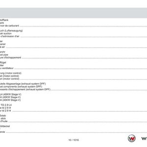 May include: A manual page titled "Inhaltsverzeichnis Contents Table des mati&egrave;res" detailing engine components. The list includes fuel tank, air filter, exhaust pipe, and propeller. The Weidemann logo is visible at the bottom right of the page.