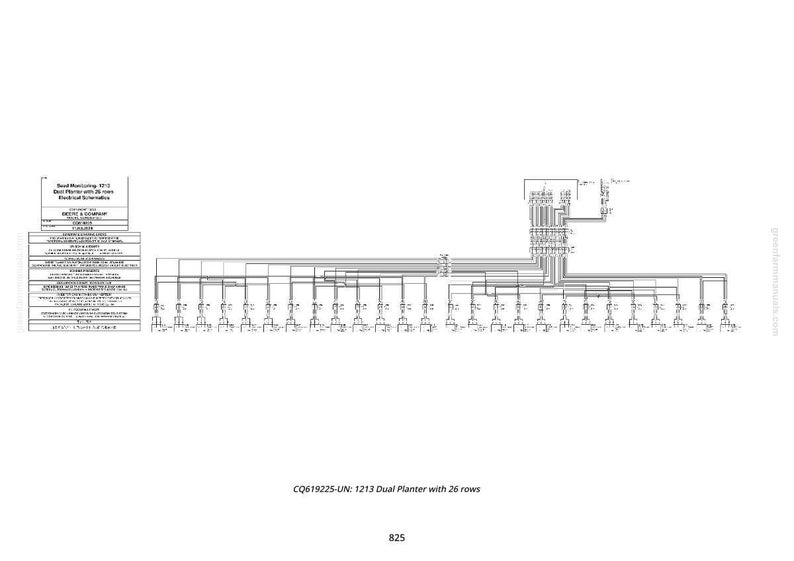May include: A detailed black and white schematic diagram of an electrical system. The diagram includes text labels, lines, and symbols, likely for a dual planter with 26 rows. The image is on a white background.
