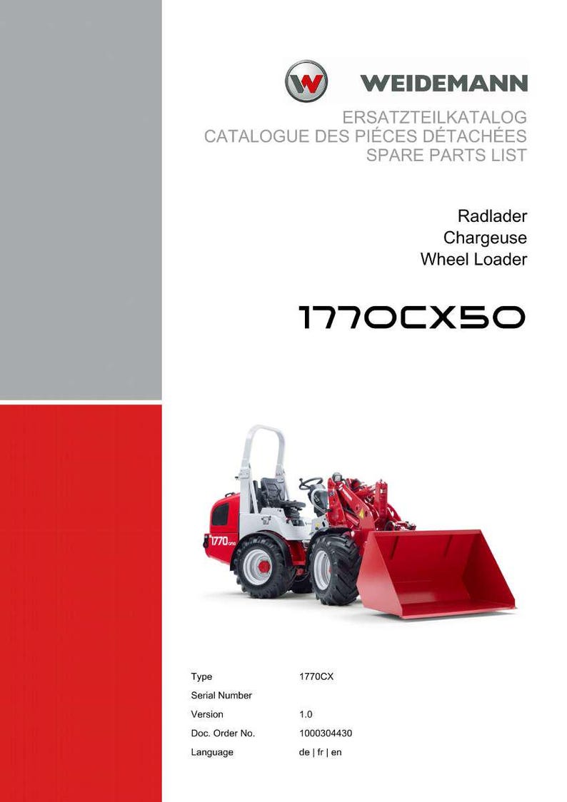 Weidemann 1770Cx50 Wheel loader Parts Manual PDF | Illustrated Catalog | Instant Download image 2
