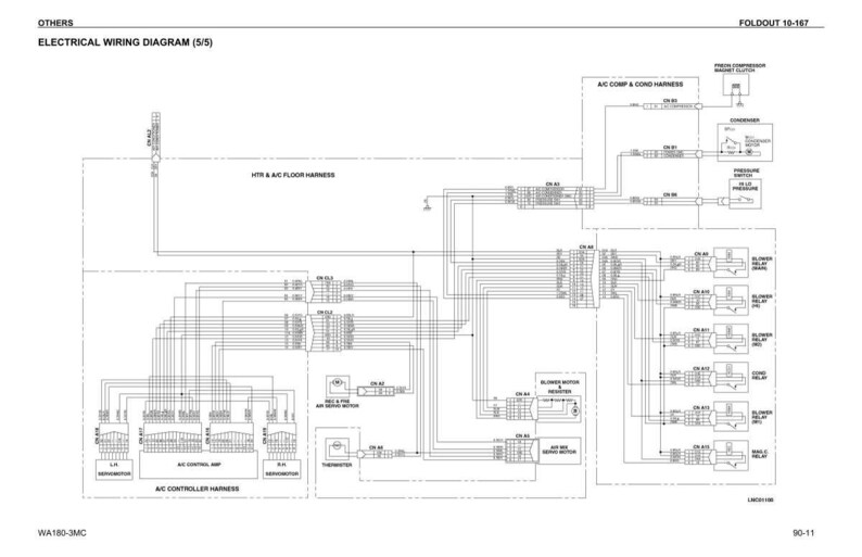Pode incluir: Um diagrama de fia&ccedil;&atilde;o el&eacute;trica detalhado (5/5) em preto e branco, com r&oacute;tulos de texto e linhas, ilustrando os componentes e as conex&otilde;es de um sistema el&eacute;trico de um ve&iacute;culo.