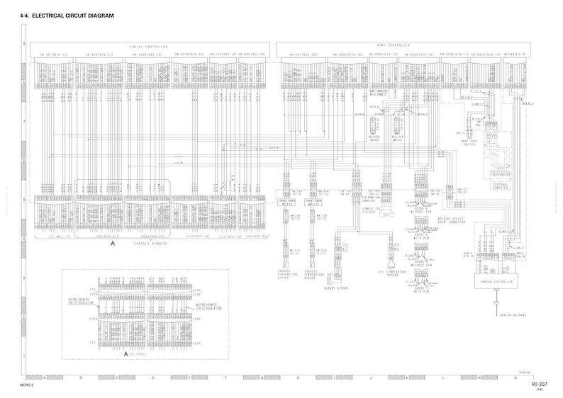 Peut inclure: Un sch&eacute;ma de circuit &eacute;lectrique d&eacute;taill&eacute;, intitul&eacute; "4-4 ELECTRICAL CIRCUIT DIAGRAM". Le diagramme est un r&eacute;seau complexe de lignes, de bo&icirc;tes et de texte, pr&eacute;sent&eacute; en noir et blanc.