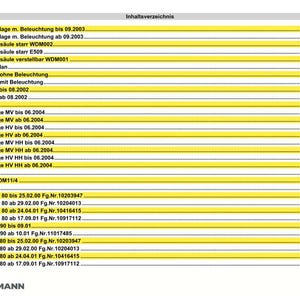 Puede incluir: Un detallado &iacute;ndice de un manual Weidemann 1230, con un dise&ntilde;o amarillo y blanco. El texto enumera varios componentes mec&aacute;nicos, incluidos sistemas el&eacute;ctricos, hidr&aacute;ulicos y ejes, con los n&uacute;meros de p&aacute;gina correspondientes.