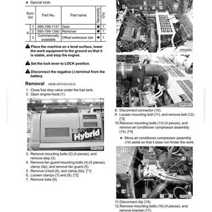 May include: Diagram showing engine and cooling system disassembly and assembly, focusing on the removal and installation of a supply pump assembly. Includes part numbers, part names, and instructions with illustrations.