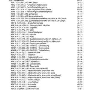 May include: A detailed table of contents in black text on a white background, listing various automotive components and their corresponding page numbers. The document includes sections on wiring, sensors, and other vehicle parts.