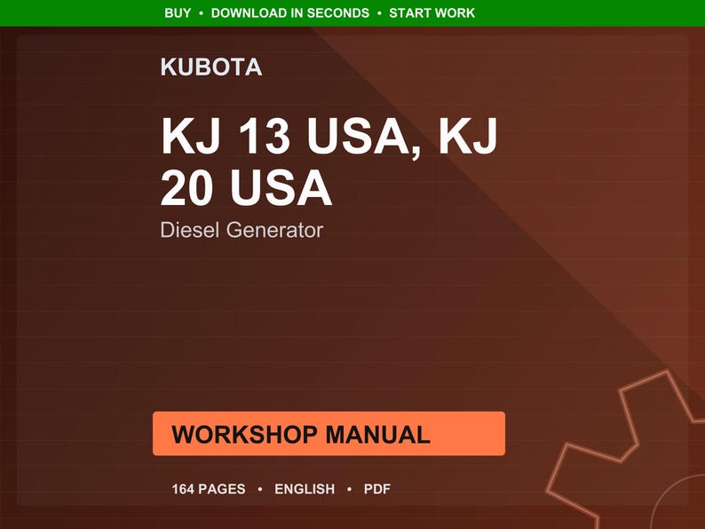 Instrukcja obsługi generatora diesla Kubota KJ 13 20 USA w formacie PDF | Naprawa serwisowa | Natychmiastowe pobranie zdjęcie 1