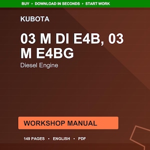 Kubota 03 M di e4b e4bg Diesel engine Workshop Manual PDF | Service Repair | Instant Download image 1