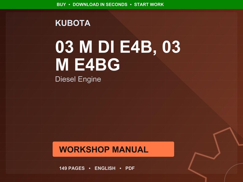 Kubota 03 M di e4b e4bg Diesel engine Workshop Manual PDF | Service Repair | Instant Download image 1