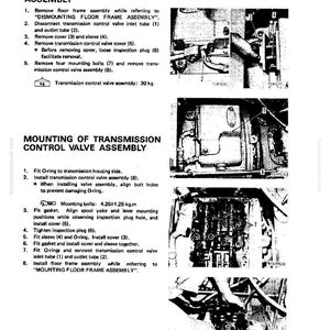May include: A page from a manual detailing the disassembly and assembly of a transmission control valve. The text includes instructions, diagrams, and measurements in kilograms. The manual is titled "Power Train" and includes the text "Dismounting of Transmission Control Valve Assembly."