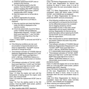 Puede incluir: Gu&iacute;a de soluci&oacute;n de problemas con pasos numerados y vi&ntilde;etas. Las instrucciones incluyen detener el motor, quitar piezas y realizar restablecimientos. El texto incluye c&oacute;digos de error y cantidades de acumulaci&oacute;n de holl&iacute;n. Titulado "40 Soluci&oacute;n de problemas".