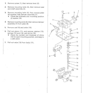 Peut inclure: Diagramme &eacute;clat&eacute; d'un ensemble de vanne PPC de d&eacute;placement, avec des composants num&eacute;rot&eacute;s et une liste des &eacute;tapes de d&eacute;montage. L'image comprend divers boulons, plaques et pi&egrave;ces de vanne, avec des &eacute;tiquettes pour chaque pi&egrave;ce.