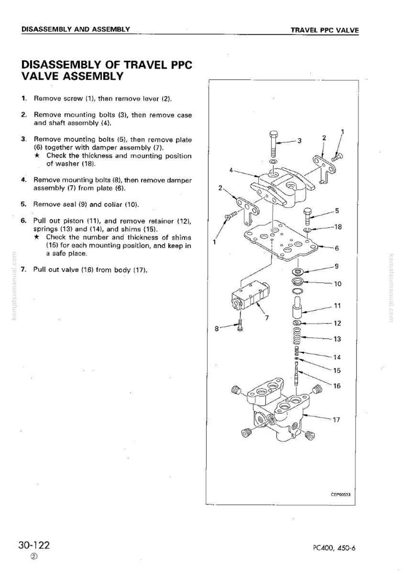 Peut inclure: Diagramme &eacute;clat&eacute; d'un ensemble de vanne PPC de d&eacute;placement, avec des composants num&eacute;rot&eacute;s et une liste des &eacute;tapes de d&eacute;montage. L'image comprend divers boulons, plaques et pi&egrave;ces de vanne, avec des &eacute;tiquettes pour chaque pi&egrave;ce.