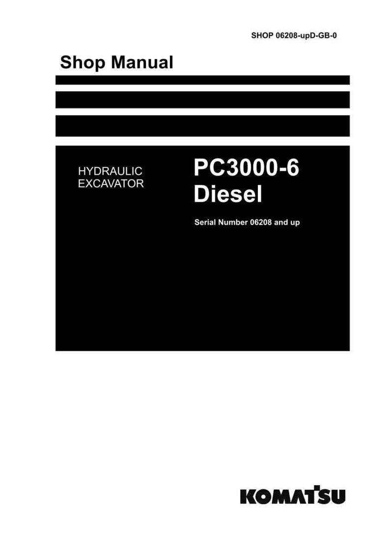 May include: Shop manual for a PC3000-6 Diesel hydraulic excavator. The cover is white with black text and horizontal black bars. The Komatsu logo is at the bottom.