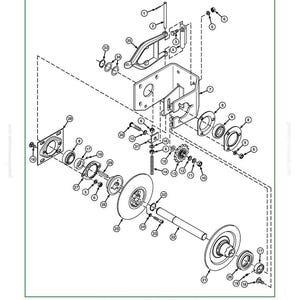 May include: Diagram of the components for the upper fan variable drive, labeled for disassembly and assembly. Includes various mechanical parts such as bearings, bolts, and a fan assembly. The text "Disassemble and Assemble Upper Fan Variable Drive" is at the top.