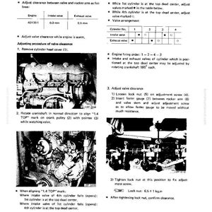 May include: A black and white technical diagram from a manual, detailing valve clearance adjustment for an engine. The diagram includes text, illustrations of engine components, and measurement specifications in millimeters.