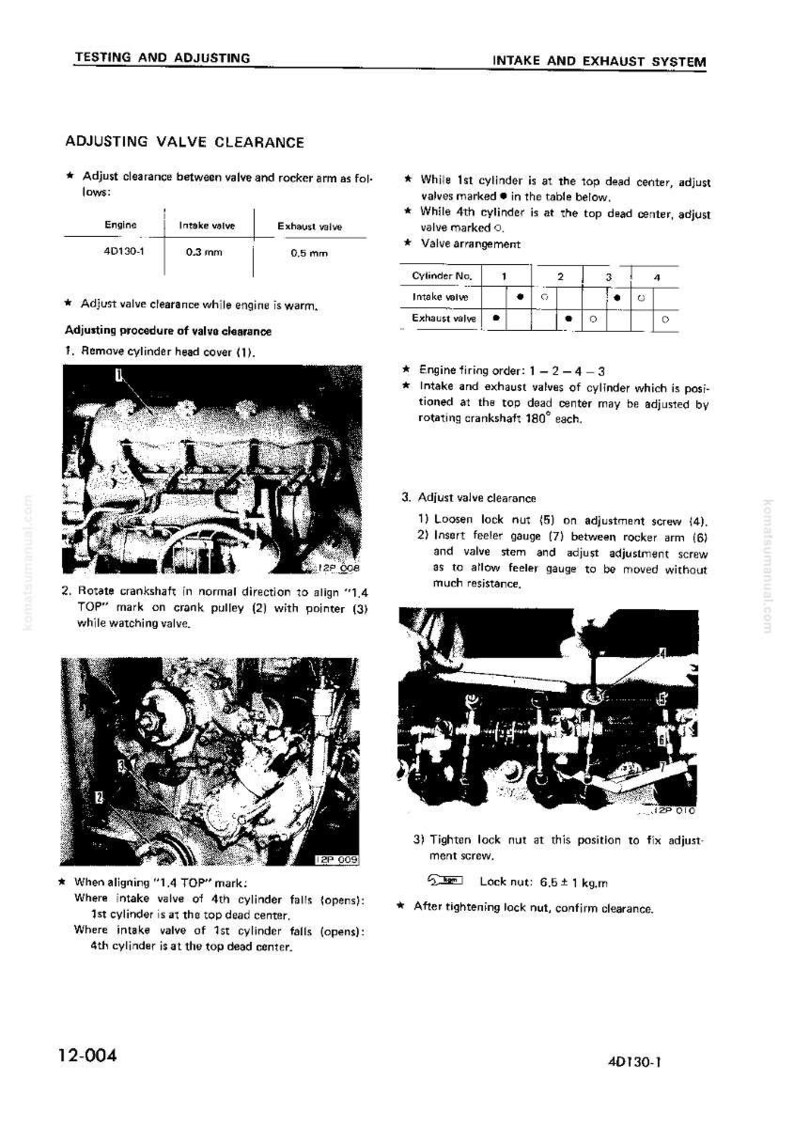 May include: A black and white technical diagram from a manual, detailing valve clearance adjustment for an engine. The diagram includes text, illustrations of engine components, and measurement specifications in millimeters.