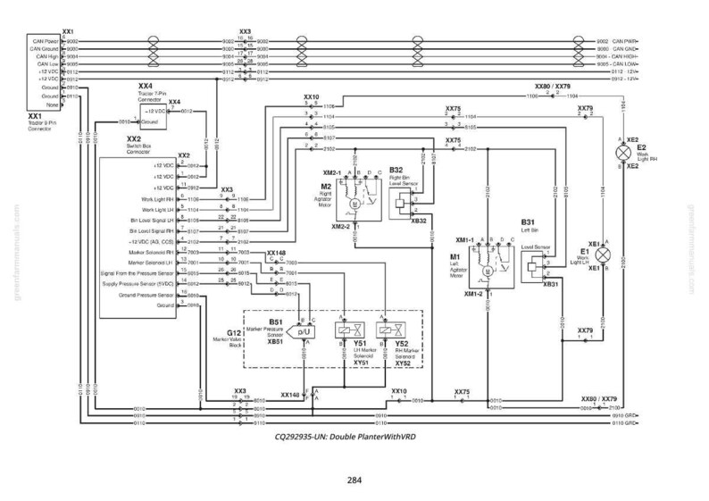 K&ouml;nnte beinhalten: Detailliertes Schaltbild eines Double Planter mit VRD, mit zahlreichen beschrifteten Komponenten, Anschl&uuml;ssen und elektrischen Pfaden. Das Diagramm enth&auml;lt Textbeschriftungen und Symbole, mit Schwerpunkt auf Verdrahtung und Schaltungsdesign.