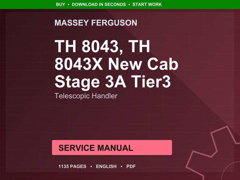 Manual de servicio en PDF / Reparación en taller / Descarga instantánea para la nueva cabina Massey Ferguson TH 8043 8043X, nivel 3A, manipulador telescópico. imagen 1