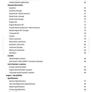 Manual técnico em PDF dos veículos utilitários John Deere Gator TS, TH 6X4 a gasolina, TH 6X4 e SAV a diesel | Download imediato imagem 4
