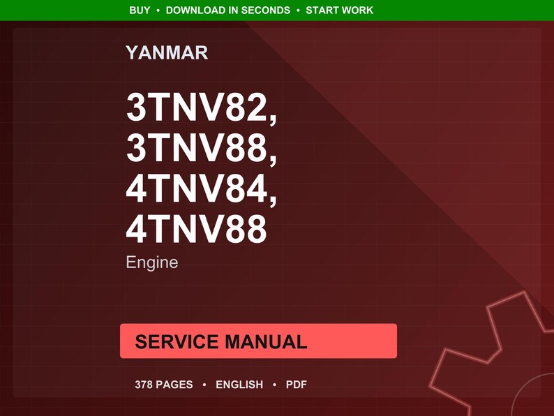 Manual de Serviço do Motor Yanmar 3TNV82 3TNV88 4TNV84 4TNV88 em PDF | Reparo em Oficina | Download Imediato imagem 1