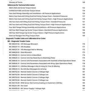 May include: A white-background page from a manual with a table of contents. The text includes sections on torque values, fitting assemblies, and diagnostic trouble codes. The page number is 3.