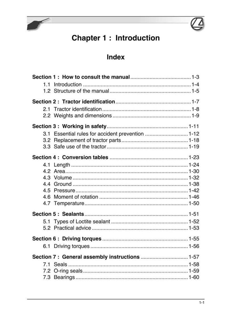 K&ouml;nnte beinhalten: Eine Seite aus einem Handbuch mit dem Titel "Kapitel 1: Einf&uuml;hrung" mit einem Inhaltsverzeichnis. Abschnitte umfassen Traktoridentifizierung, Sicherheit und Umrechnungstabellen. Die Seite ist wei&szlig; mit schwarzem Text.