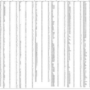 May include: A detailed technical drawing on a large white sheet. The drawing features numerous vertical columns of text and symbols, with a small title block in the bottom right corner. The overall design is precise and intricate.