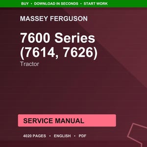 Manual de servicio para tractores Massey Ferguson Serie 7600 (modelos 7614 y 7626) en formato PDF / Reparación de taller / Descarga instantánea imagen 1