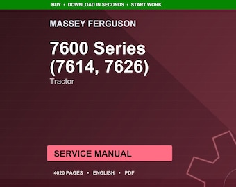Manual de servicio para tractores Massey Ferguson Serie 7600 (modelos 7614 y 7626) en formato PDF / Reparación de taller / Descarga instantánea