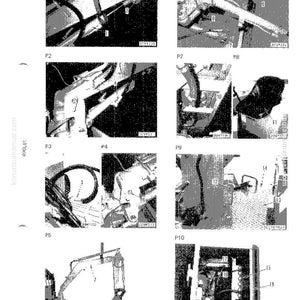 May include: A technical diagram with multiple detailed views of machinery components. The images are black and white, showing various parts labeled with numbers. The diagram includes text and a Komatsu manual logo.