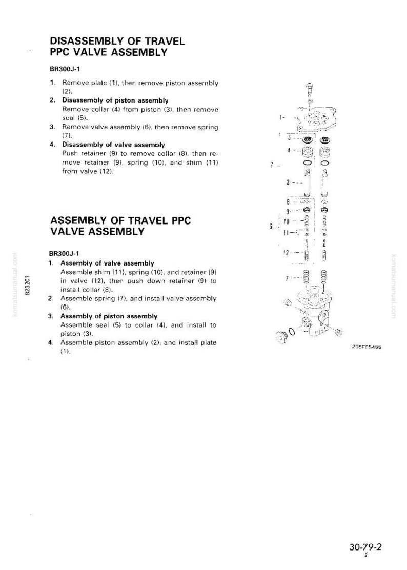 May include: Technical diagram illustrating the disassembly and assembly of a PPC valve assembly. Features numbered steps and labelled components. The image is a detailed technical drawing.