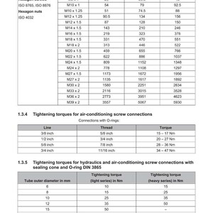 Pu&ograve; includere: Documento tecnico con tabelle che dettagliano le coppie di serraggio per vari collegamenti a vite, comprese viti e dadi esagonali, con misure in pollici e Nm. Il documento &egrave; di Weidemann.