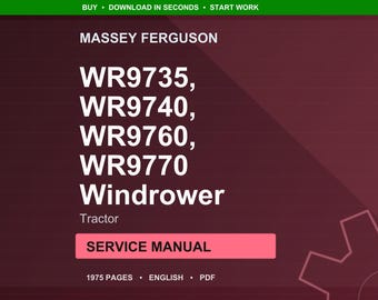 Manual de servicio para tractores hileradores Massey Ferguson WR9735, WR9740, WR9760 y WR9770 en formato PDF / Reparación de taller / Descarga instantánea