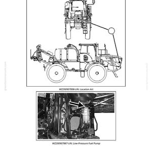 May include: Diagram of a low-pressure fuel pump, with two views of a tractor and a close-up of the pump's location. The text "Low-Pressure Fuel Pump" and "WZ290907887-UN: Low-Pressure Fuel Pump" are visible.