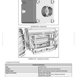 K&ouml;nnte beinhalten: Diagramm einer Steindetektor-Sensorkomponente, gekennzeichnet mit B052, mit Detailansicht und Komponentenstandort. Das Bild enth&auml;lt eine Tabelle mit Komponenteninformationen, einschlie&szlig;lich Typ, Standort, Kabelbaum und Details zum Diagnoseschema.