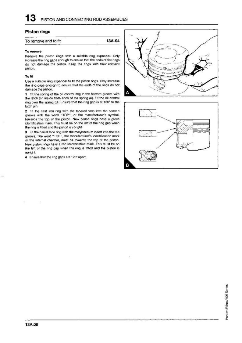May include: Diagram of piston rings and connecting rod assemblies. The image includes detailed illustrations of piston ring installation steps, with close-up views of the components and instructions for proper fitting and alignment.