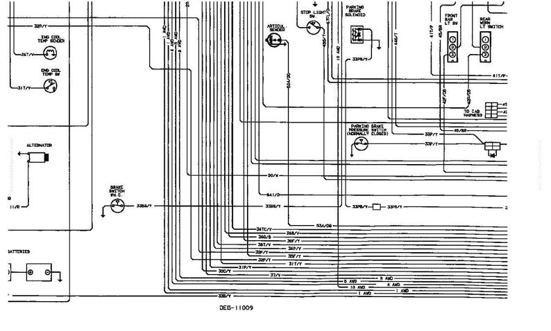 May include: A detailed black and white schematic diagram of an electrical system, featuring numerous lines, symbols, and labels. Components include an alternator, batteries, and various switches. The diagram is labeled "DED-11009".