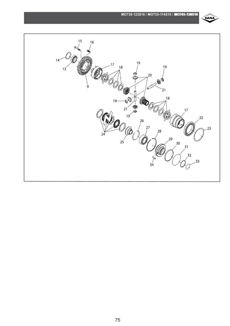 Puede incluir: Un diagrama explosionado de componentes mec&aacute;nicos, que incluye engranajes, cojinetes y sujetadores. La imagen presenta varias piezas etiquetadas con n&uacute;meros, probablemente para fines de montaje o identificaci&oacute;n. El texto "MO730-122S10 / MO735-114S10 / MO745-138S10" est&aacute; en la parte superior.