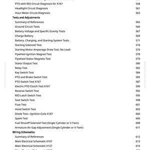 K&ouml;nnte beinhalten: Eine Seite aus einem Handbuch mit einer Liste von Tests und Einstellungen f&uuml;r ein Ladesystem, einschlie&szlig;lich Schaltungsdiagnose und Verdrahtungspl&auml;nen. Der Text ist schwarz auf wei&szlig;em Hintergrund.