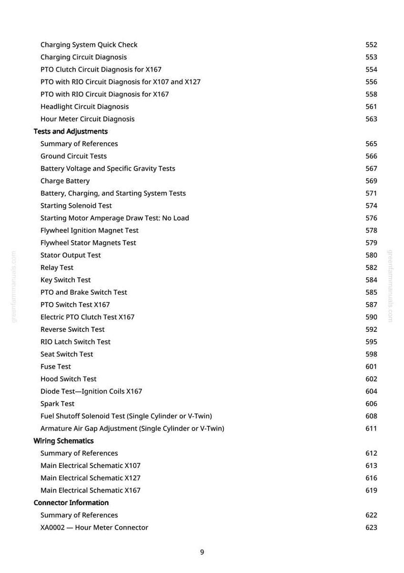 K&ouml;nnte beinhalten: Eine Seite aus einem Handbuch mit einer Liste von Tests und Einstellungen f&uuml;r ein Ladesystem, einschlie&szlig;lich Schaltungsdiagnose und Verdrahtungspl&auml;nen. Der Text ist schwarz auf wei&szlig;em Hintergrund.