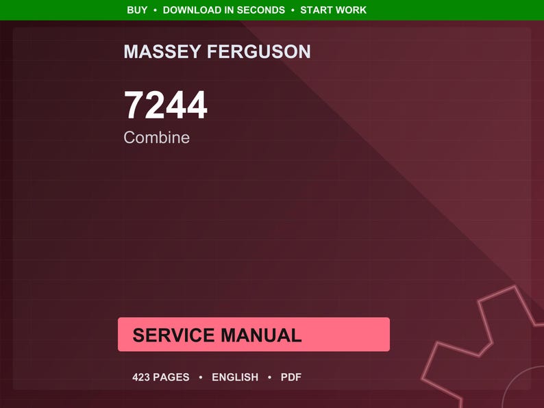 Manual de servicio de la cosechadora Massey Ferguson 7244 en PDF / Reparación de taller / Descarga instantánea imagen 1