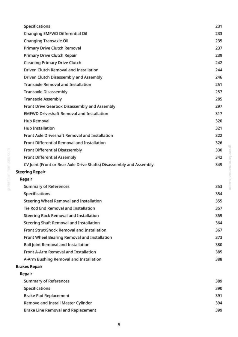 May include: A manual page detailing car repair procedures. Sections include "Changing Transaxle Oil" and "Front Differential Removal and Installation." The text is black on a white background.