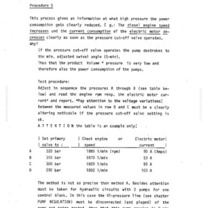 K&ouml;nnte beinhalten: Ein technisches Dokument von MANNESMANN DEMAG, das Pumpenregelungssysteme detailliert. Das Dokument enth&auml;lt Text, Tabellen mit Werten in bar, 1/min und Ampere sowie Diagramme. Das Dokument ist in Schwarzwei&szlig;.