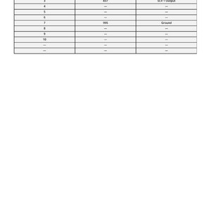 May include: A table titled "Pinout Information" with columns for Pin Number, Circuit Number, and Function. The table lists pin numbers 1-10 with corresponding circuit numbers and functions like 5V, Digital 1 In, SCV 1 Output, and Ground.