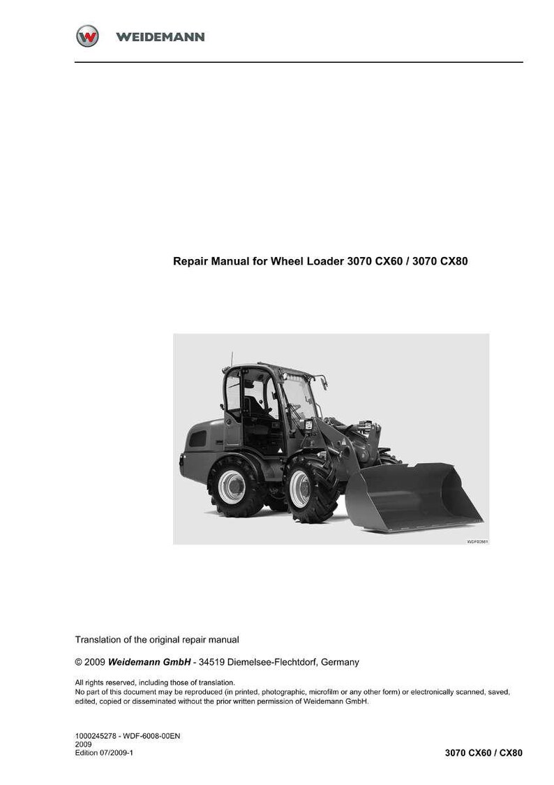 May include: A repair manual for a Weidemann wheel loader, model 3070 CX60 / 3070 CX80. The image shows a grayscale photograph of the wheel loader and the manual's cover. The Weidemann logo is at the top.