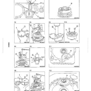 May include: Detailed technical diagrams of mechanical components, likely for automotive or machinery repair. The illustrations are in black and white, showing various parts and assembly steps. Each diagram is labeled with numbers and codes for identification and reference.